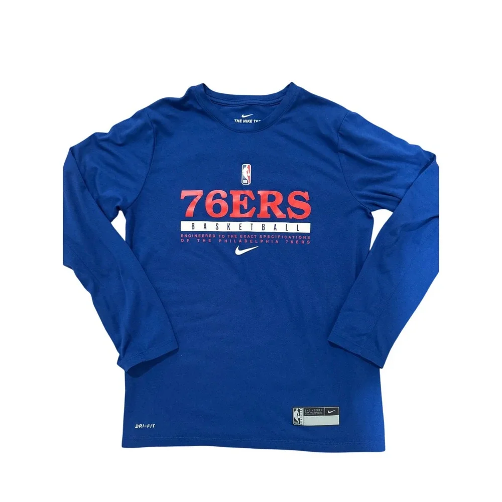 Nike NBA‎ Philadelphia 76ers Youth Large Long Sleeve Dri-Fit Tee – Blue m NWOT